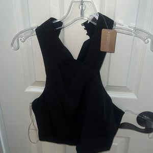 Black high neck crop top